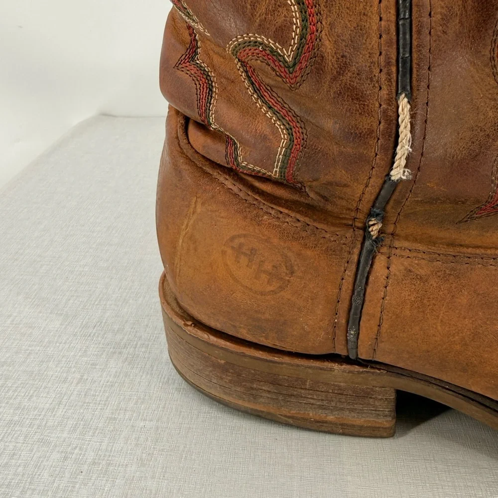 Double H DH3560 Mens Roper Brown Leather Square Toe Western Boots 12D Oil Resist